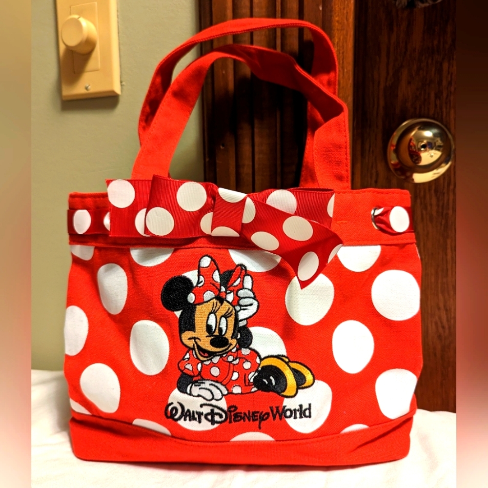 Walt Disney World Parks Small Red &‎ White Polka Dot Minnie Mouse Tote